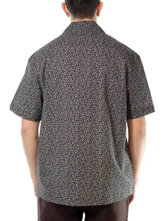 Emporio Armani Kurzärmeliges Herrenhemd Blumenmuster Schwarz