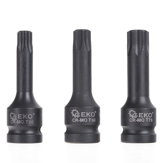 Impact Bits Geko G10526 1/2" Torx T20-t70 9 Pieces In Plastic Case