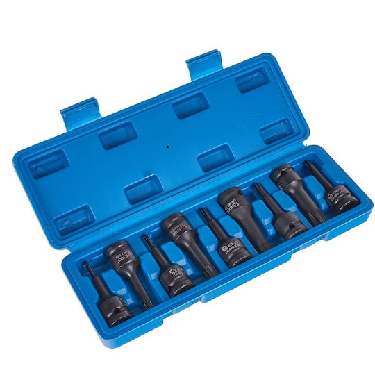 Impact Bits Geko G10526 1/2" Torx T20-t70 9 Pieces In Plastic Case