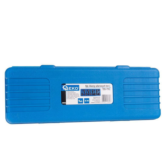 Impact Bits Geko G10526 1/2" Torx T20-t70 9 Pieces In Plastic Case