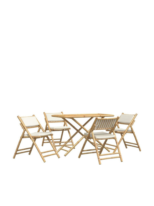 Set Sala De Mese Pentru Exterior 5 Piese Crem Cu Perne