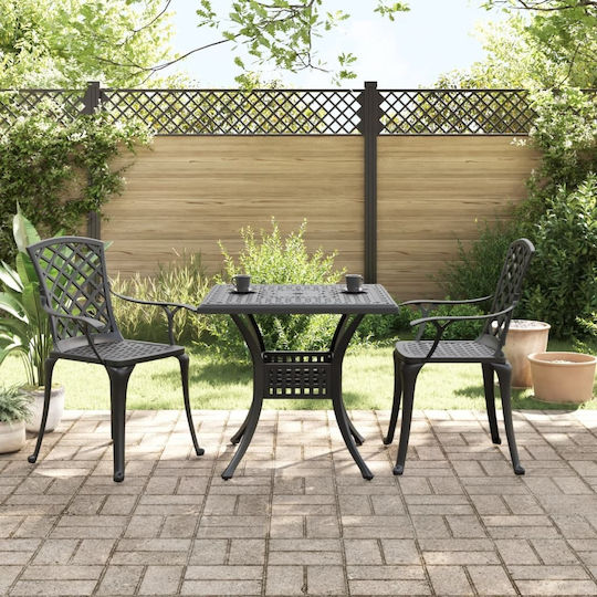 Garten- und Outdoor-Möbelsets für kleinen Raum 3 Stück Schwarz mit Sonnenschirmhalter