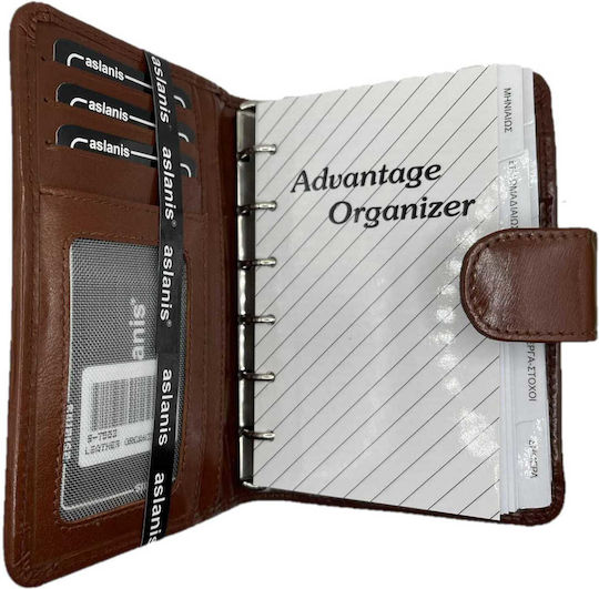 Aslanis 6-7552 Agendă De Piele Organizator A7 Tabac 2026