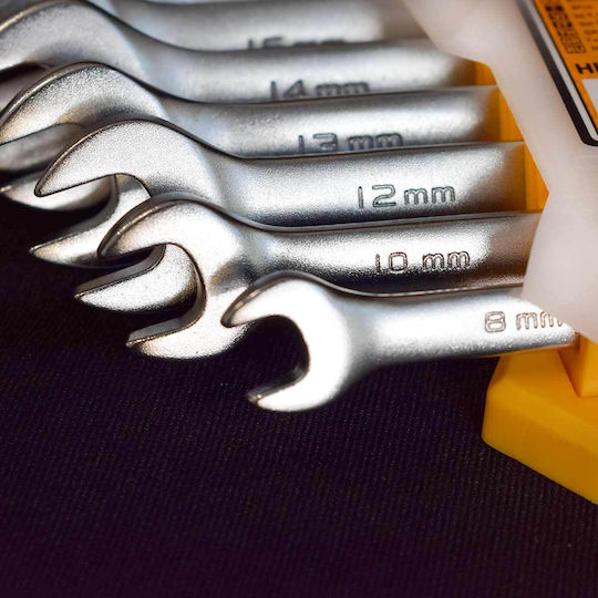 Ingco Set of Ratchet Polygon Wrenches with Sizes from 8mm to 19mm 8 Pieces