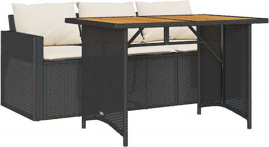 Garten- und Outdoor-Möbelsets 2 Stück Schwarz mit Kissen
