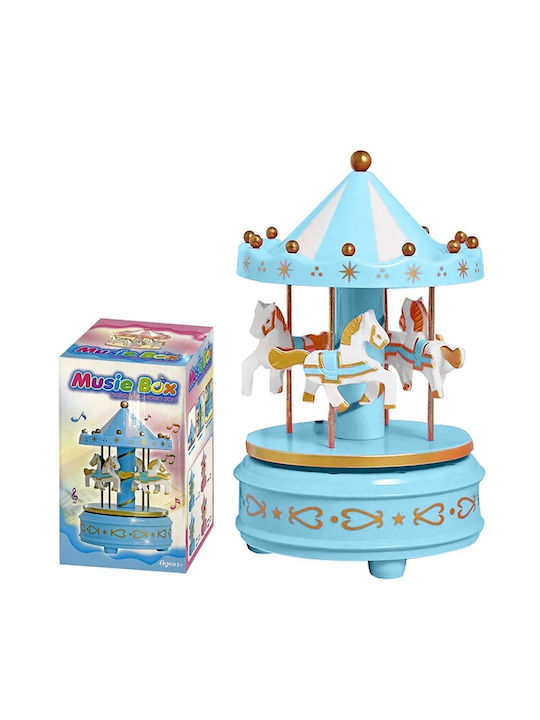 Διακοσμητικό Κουρδιστό Μουσικό Carousel Music Box 16 X 11 Cm Pvc Blue Oem