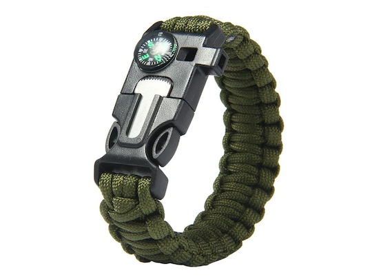 Überlebensset 5 1 Feuerstein Kompass Pfeife Messer Paracord Überleben Grün Kvd 090-14372_z