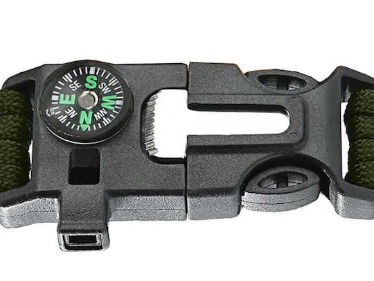 Überlebensset 5 1 Feuerstein Kompass Pfeife Messer Paracord Überleben Grün Kvd 090-14372_z