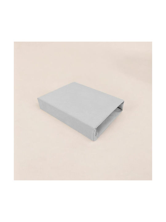 Qmini Set Lenjerii De Patut Bebe Pentru Patut Din Bumbac Cu Cauciuc Gri 85x46cm