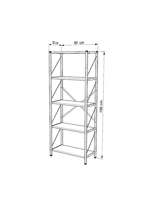 Βιβλιοθήκη Bimblem Καρυδί 60x30x150εκ.