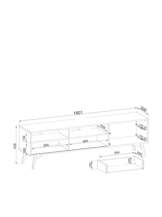 Έπιπλο Τηλεόρασης Μπεζ Μ180xΠ54xΥ39cm