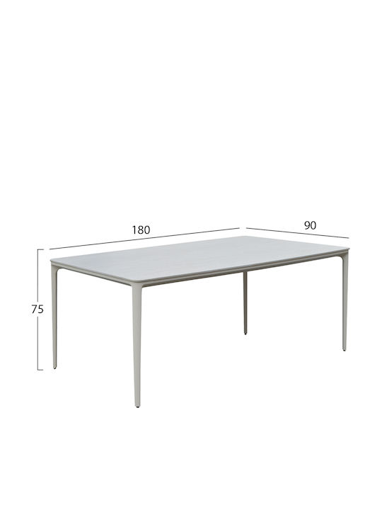 Stad Masă Pentru Sala De Mese Cu Suprafață Din Piatră Bej 180x90x75cm