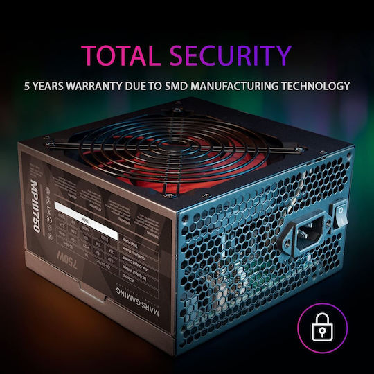 Mars Gaming MPIII750 750W Черен Компютърно захранване Пълен кабел