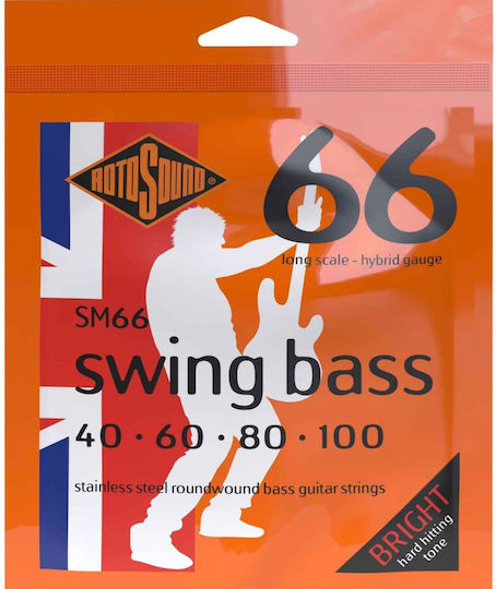 Rotosound Set Oțel inoxidabil de Corzi pentru Bas Swing Bass 66 Hibrid 40 - 100"