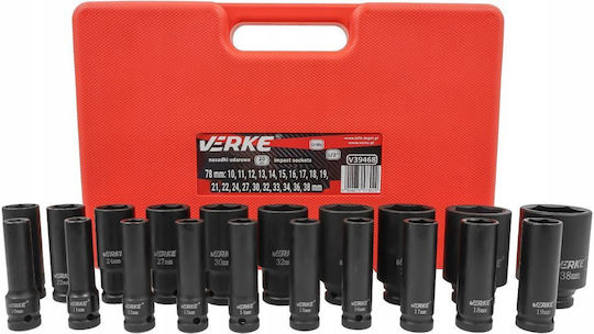 Verke Καρυδάκια Αέρος Μακριά με Καρέ Υποδοχής 1/2" Σετ 20τμχ