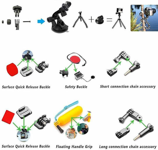 Kit Accesorii Set Argintiu Pro Universal Gopro