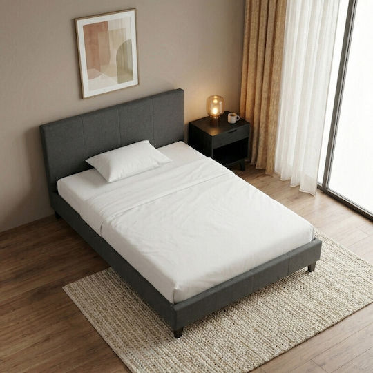 Flat Κρεβάτι Ημίδιπλο για Στρώμα 120x200cm Γκρι