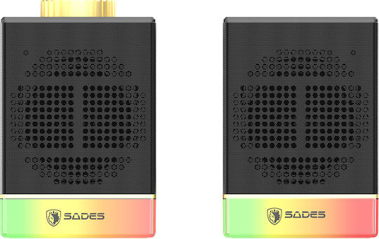 Sades Dionsyn Безжични Компютърни Говорители 2.0 с RGB Осветление и Bluetooth Мощност 5W Черни