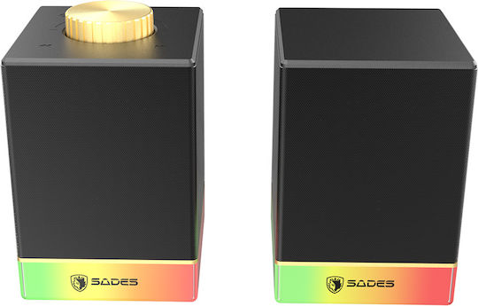 Sades Dionsyn Безжични Компютърни Говорители 2.0 с RGB Осветление и Bluetooth Мощност 5W Черни