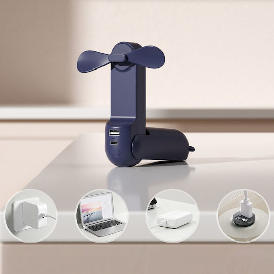 JisuLife Handgehaltene USB-Ventilator Wiederaufladbar 2000mAh 8W Blau