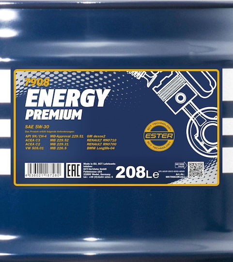 Mannol Energy Premium Συνθετικό Λάδι Αυτοκινήτου 5W-30 208lt