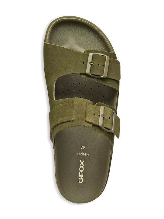 Leather Men's Sandals in Green Colour