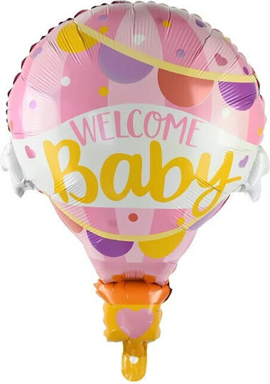 Baloane Metalizate Folie Flippy Mini Figurine Model Balon cu Aer Cald Tematică Fata Bine Ai Venit Bebeluș 80x62 Cm Ambalaj Individual Pai Inclus Umflare Aer Heliu Roz