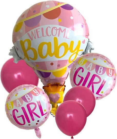 Baloane Metalizate Folie Flippy Mini Figurine Model Balon cu Aer Cald Tematică Fata Bine Ai Venit Bebeluș 80x62 Cm Ambalaj Individual Pai Inclus Umflare Aer Heliu Roz