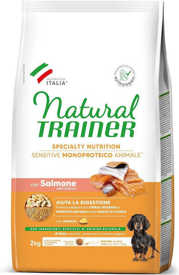 Natural Trainer Sensitive Mature Small & Toy 2kg Dry Food Gluten-Free for Senior Small Breed Dogs with Salmon