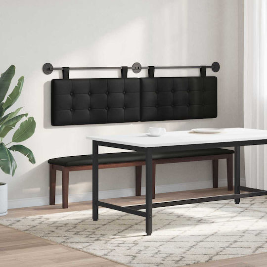 vidaXL Leather Bed Headboard Cushion Black 190x55cm