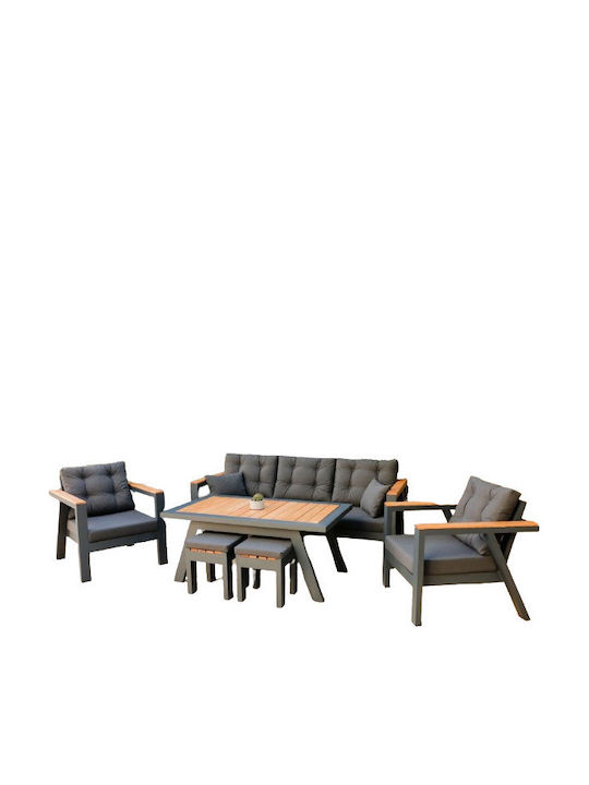Set Camera De Zi Pentru Exterior Atlantic-Set 10 Sloturi Antracit Cu Perne
