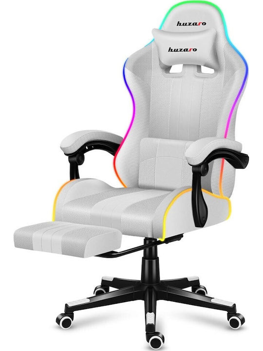 Huzaro Force 4.7 Fabric Gaming Chair with RGB Lighting and Footrest White