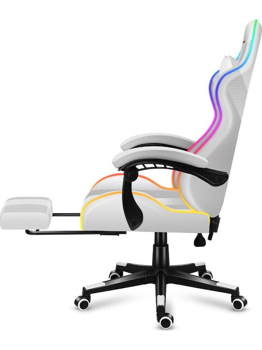 Huzaro Force 4.7 Fabric Gaming Chair with RGB Lighting and Footrest White