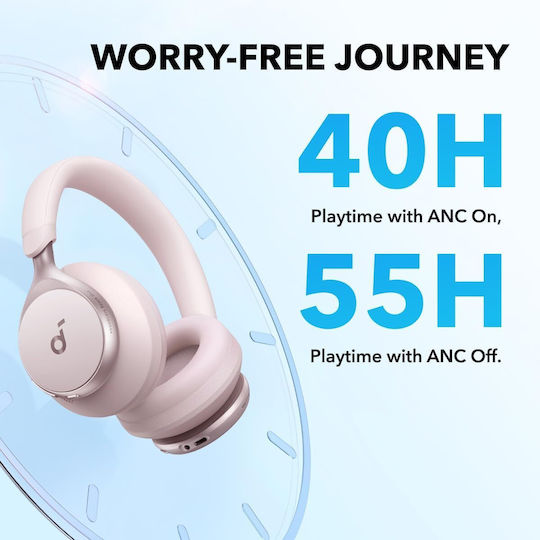 Anker Space One Wireless / Wired Over Ear Headphones with 55 hours of Operation Pink