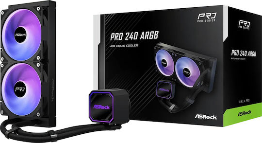 ASRock Pro 240 Υδρόψυξη AIO CPU με 2 Ανεμιστήρες 120mm και ARGB Φωτισμό
