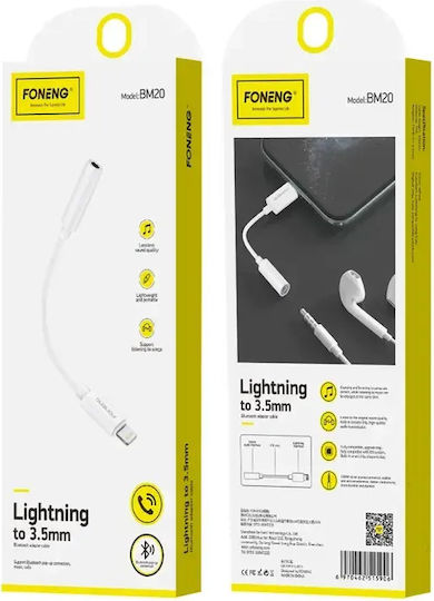 Foneng BM20 Converter Lightning male to 3.5mm female White 1pcs