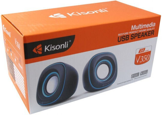 Kisonli V350 Компютърни тонколони 2.0 с мощност 6W в Черен цвят