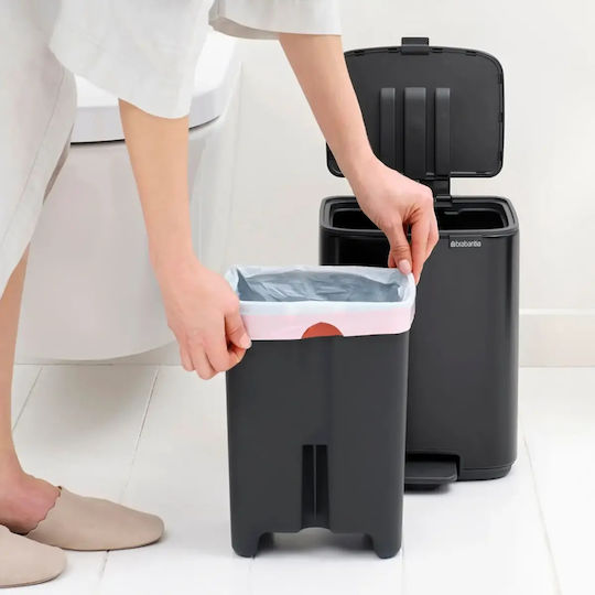 Brabantia Кошче Bo Pedal Пластмасово за Боклук с Педал Черно 7л