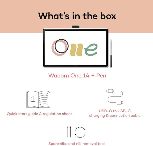 Wacom One 14 Γραφίδα Σχεδίασης με Όθονη FHD 14"