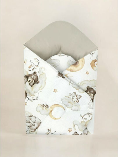 Qmini Pătură Pepinieră Swaddling 100% Bumbac Bej Cu Animal 75x75cm