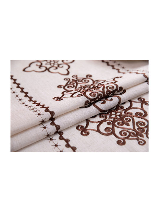 FRIPIA Față De Masă Din In Cu Broderie Maro 120x180cm