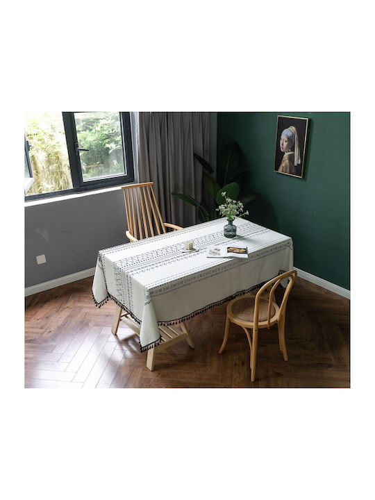 FRIPIA Leinen Tischdecke Weiß 140x250cm