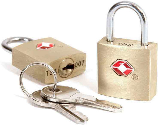 Travel Blue Gold Bronze Padlock Brass with Key Set with Embossed Design with TSA Certification 22mm Yellow 2pcs