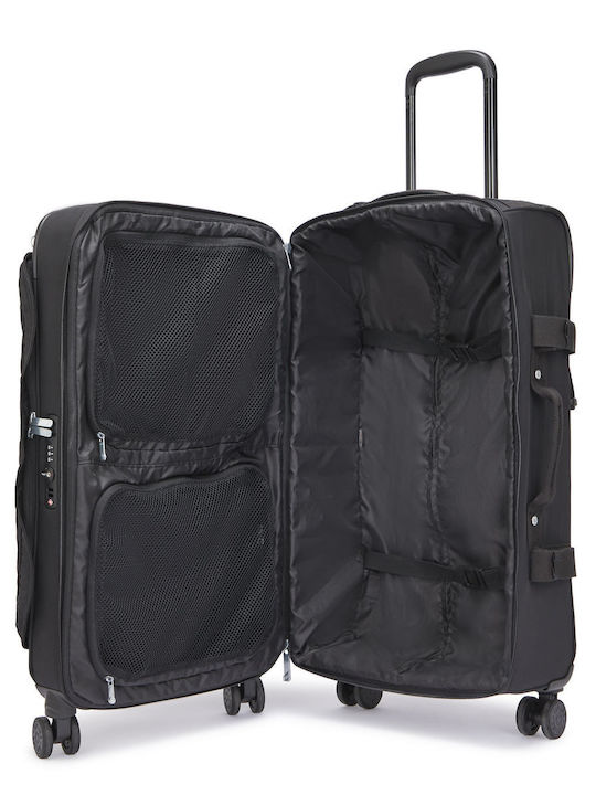 Kipling Spontaneous Medium Fabric Black Suitcase with 4 Wheels Height 66cm