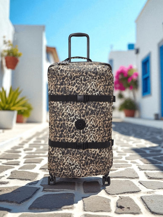 Kipling Spontaneous Μεσαία Βαλίτσα Ταξιδίου Wild Leopard με 4 Ρόδες Ύψους 66εκ.