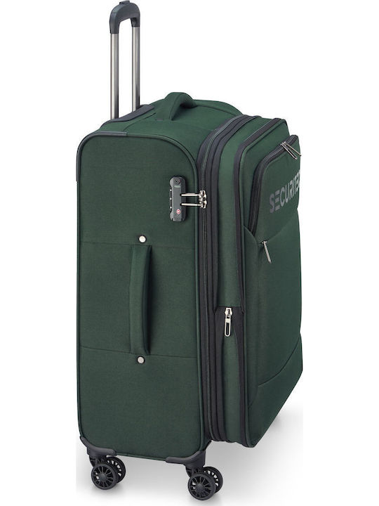 Securitech by Delsey Valiză De Călătorie Medie Din Material Textil Vanguard Verde Cu 4 Roți Înălțime 66 Cm
