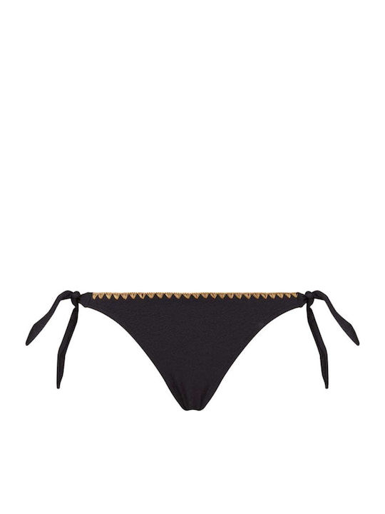 Dimka Santafe Bikini Slip με Κορδονάκια Μαύρο