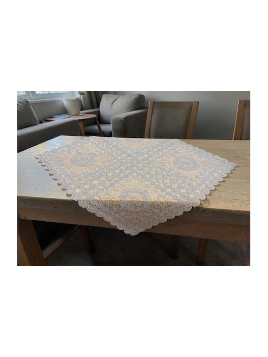 Linea Home Checkered Tablecloth with Lace Set 5 Pieces Trevi Gray 120x120cm