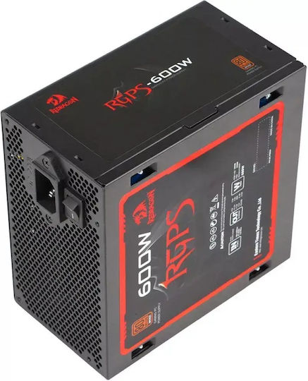 Redragon RGPS600W 600W Black Power Supply Full Wired 80 Plus Bronze