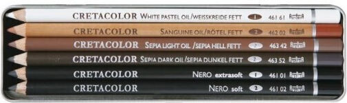 Cretacolor Oil Pencils Pocket Set Mit Metallischer Verpackung, 6er Stiftset